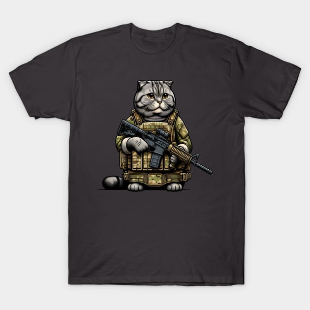 Tactical Cat T-Shirt by Rawlifegraphic